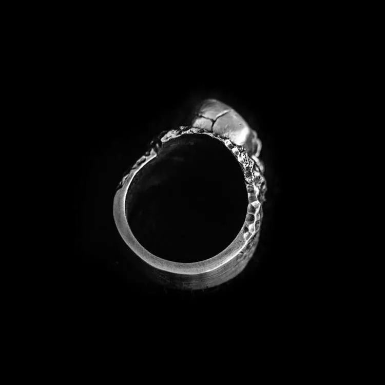Dead Sleep Skull Ring - Heavy 925 Silver Hand Carved Collector's Gothic Jewelry