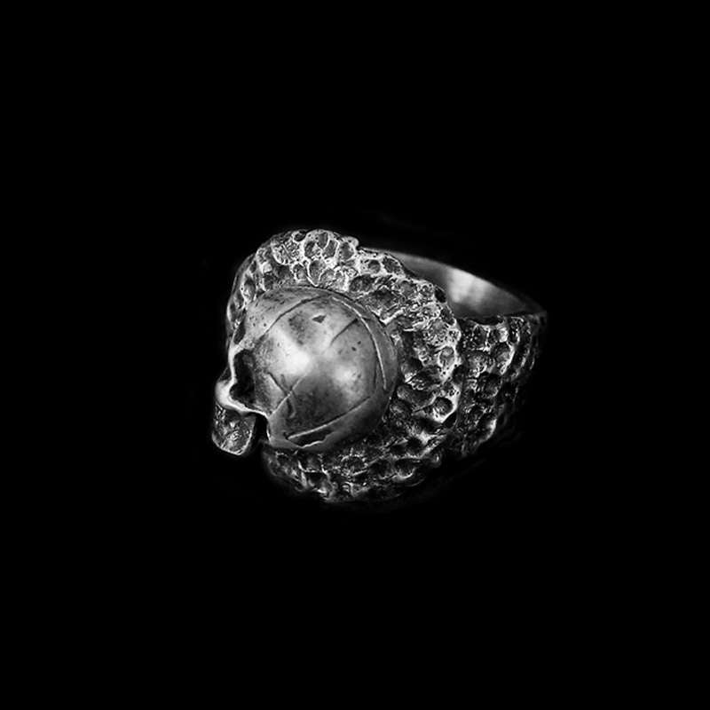 Dead Sleep Skull Ring - Heavy 925 Silver Hand Carved Collector's Gothic Jewelry