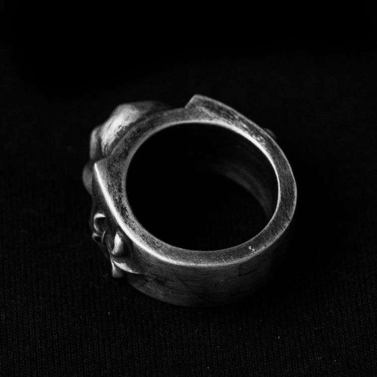 Clown Skull Ring - Heavy 925 Silver Gothic Circus Artifact