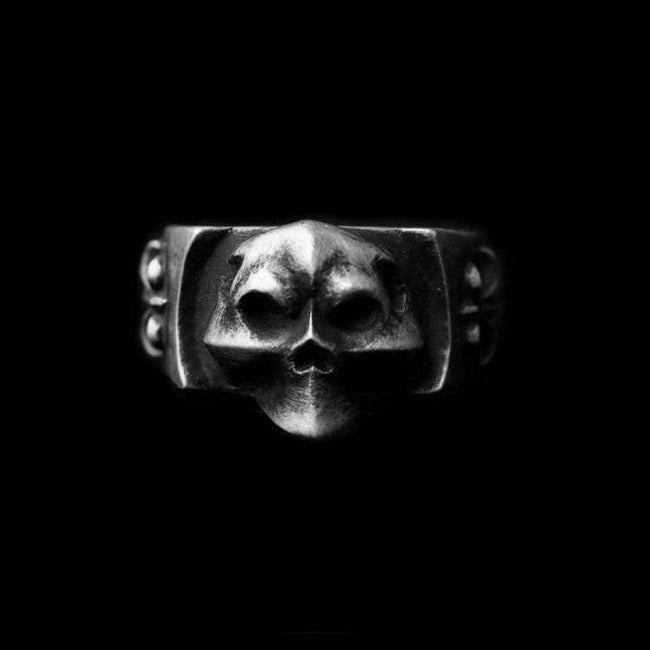 Clown Skull Ring - Heavy 925 Silver Gothic Circus Artifact Hover Image