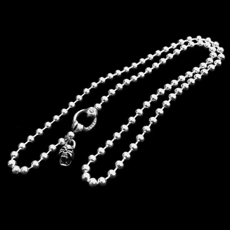 Beaded Skull Necklace 925 Silver Unique Blend of Style and Statement