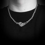 Mens silver necklace Demon trade Handmade Silver Skull necklace