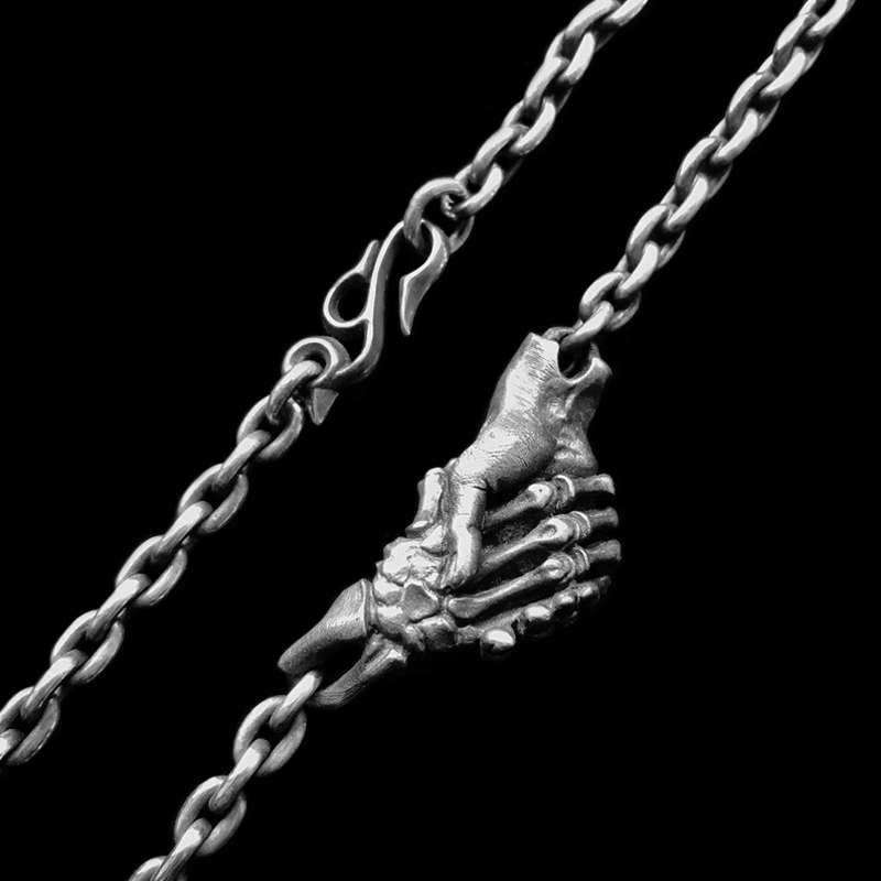 Mens silver necklace Demon trade Handmade Silver Skull necklace