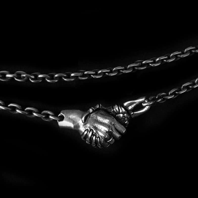 Mens silver necklace Demon trade Handmade Silver Skull necklace