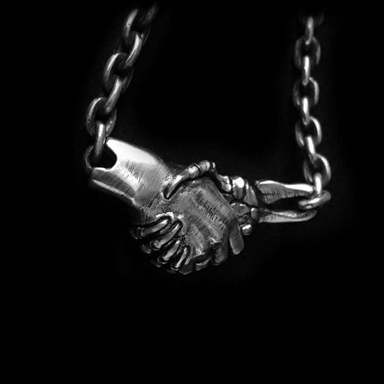 Mens silver necklace Demon trade Handmade Silver Skull necklace