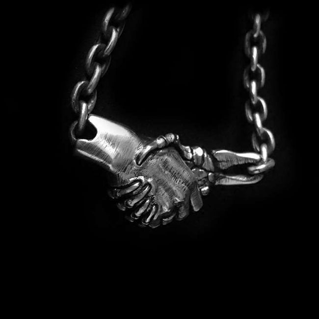 Mens silver necklace Demon trade Handmade Silver Skull necklace Main Image