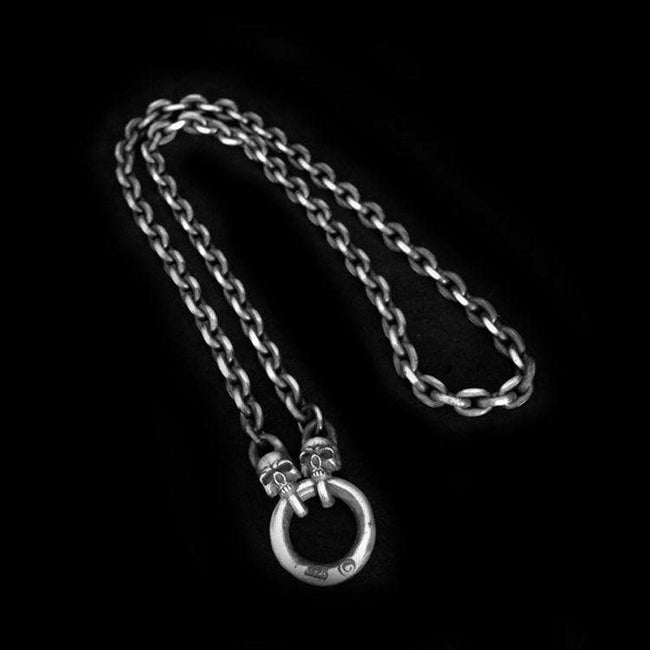 Double Skull Silver Basic Necklace Unveiled Unlock Elegance SSN05 Hover Image