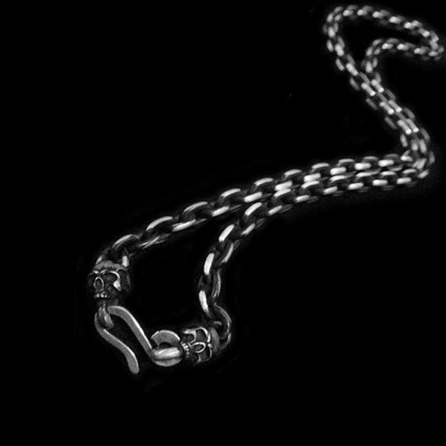 Skull S Hook Silver Basic Necklace Unveiling Elegance SSN06 Main Image