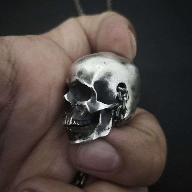 Skull necklace Handmade Silver Skull necklace SSN11