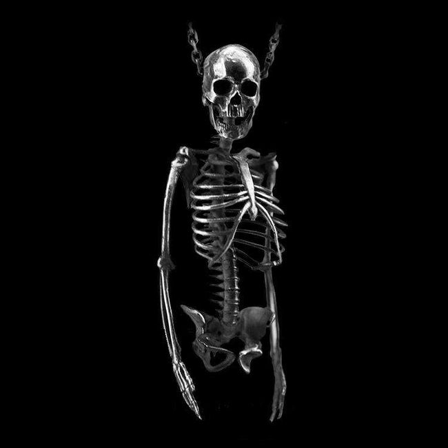 Skull skeleton necklace Handmade 925 Silver Skull necklace SSN12 Hover Image