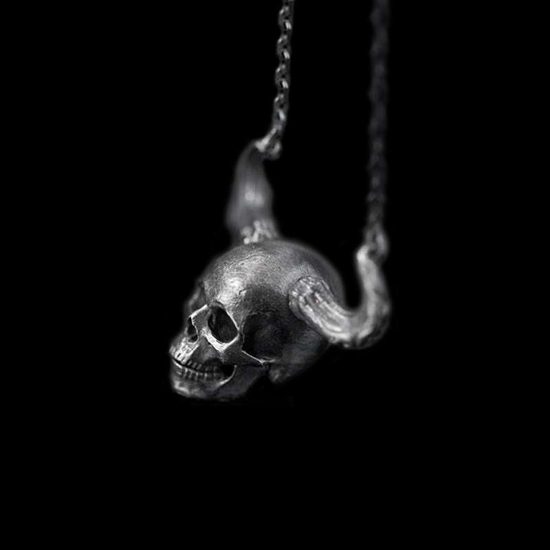 Skull necklace Handmade Silver Skull necklace SSN13