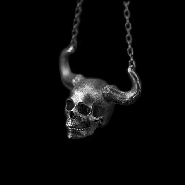 Skull necklace Handmade Silver Skull necklace SSN13 Hover Image