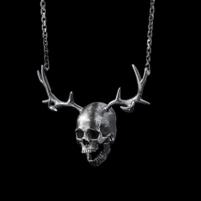 Antler Skull Pendant Necklace is The most popular Christmas gifts SSN14 Hover Image