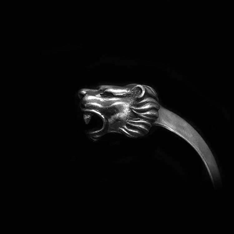 Lion Bracelet 999 Silver mens double head lion bracelet 