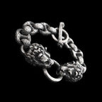 Double head lion Bracelet 925 Sterling Silver lion Bracelets