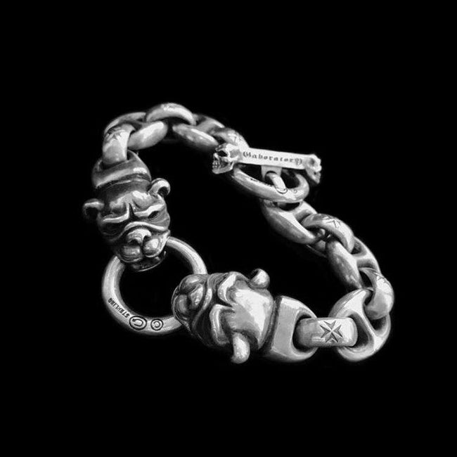 Bulldog Bracelets 925 Sterling Silver Cross flower Bracelet Hover Image