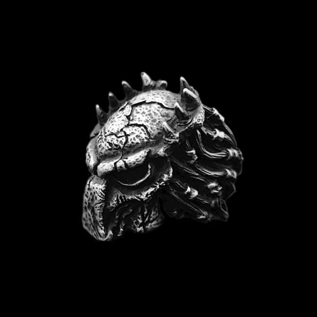 Predator Silver Skull Ring Bold Symbol of Power and Style Hover Image