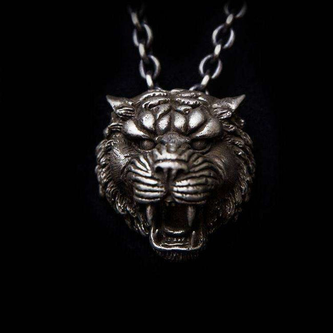 Silver Tiger Pendant 925 silver Tiger necklace Pendant SSP35 Hover Image