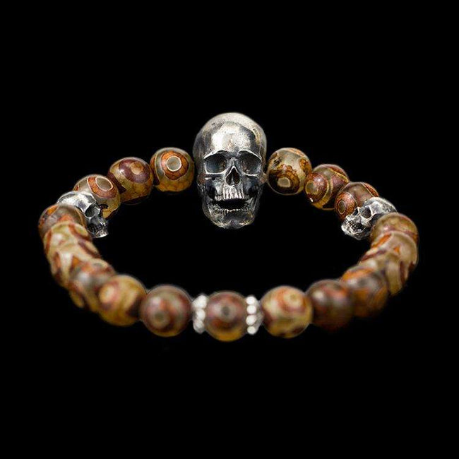 Silver Skull Agate Bracelet Skull Jewelry SSB37 Main Image