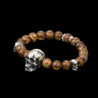 Silver Skull Agate Bracelet Skull Jewelry SSB37