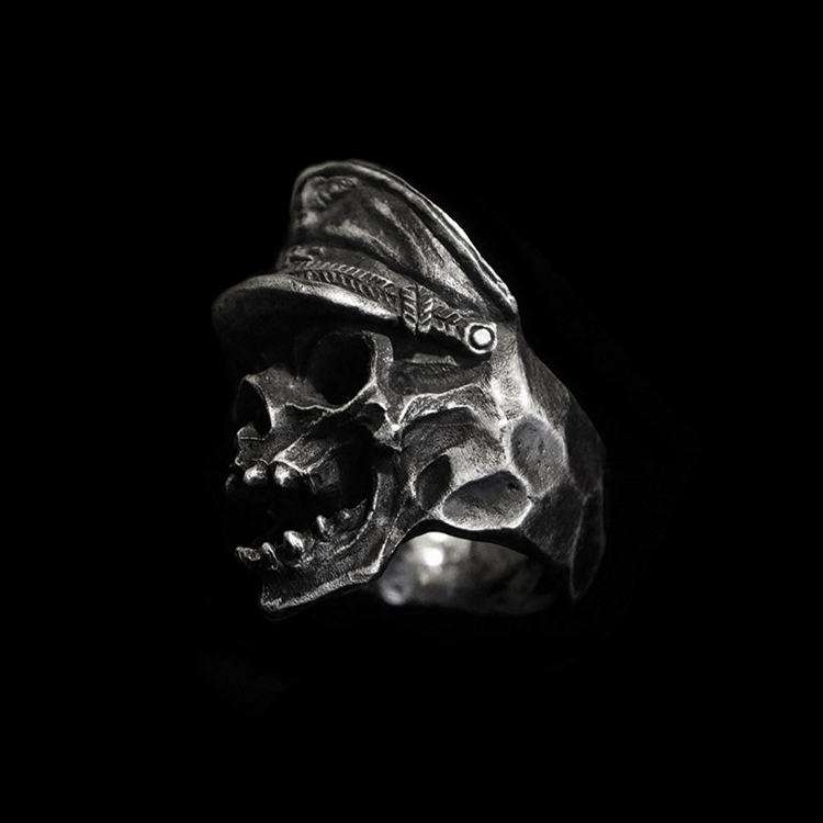 Military Skull Ring - 925 Silver Soldier Memorial Gift