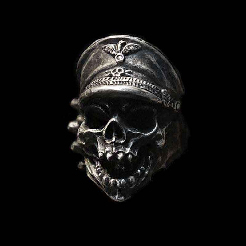Military Skull Ring - 925 Silver Soldier Memorial Gift