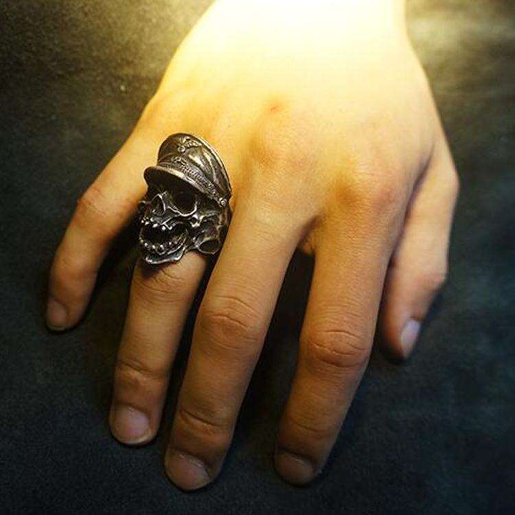 Military Skull Ring - 925 Silver Soldier Memorial Gift