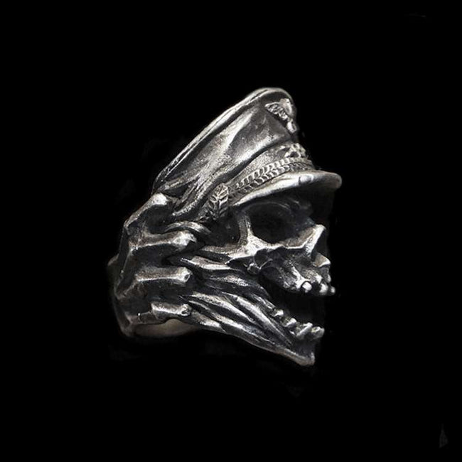 Military Skull Ring - 925 Silver Soldier Memorial Gift Main Image