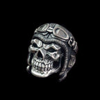 Pilot Skull Silver Ring - Heavy 925 Sterling