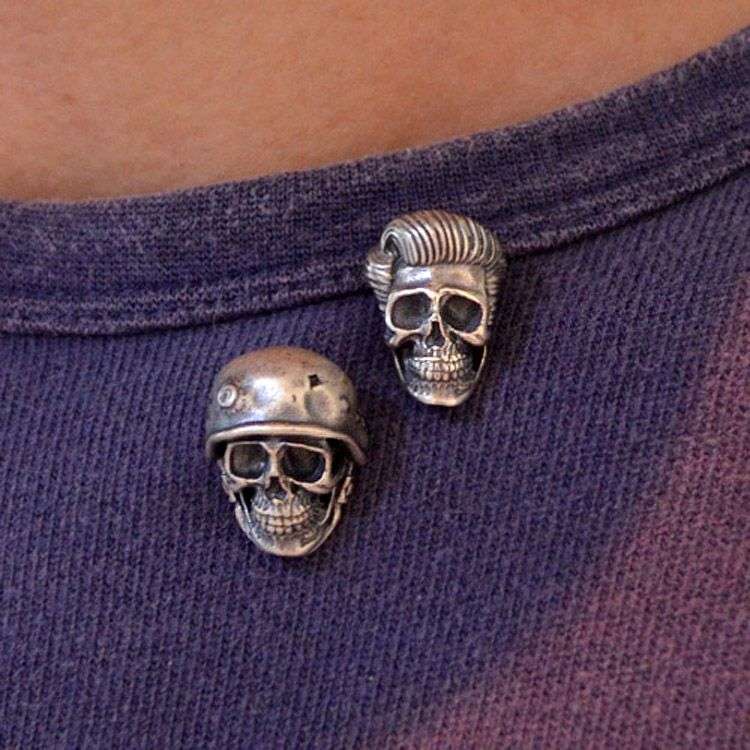 925 Silver skull Soldier Brooch YXZ02