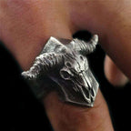 Sheep bone shield ring 925 silver Patron saint Sheep head ring SSJ99