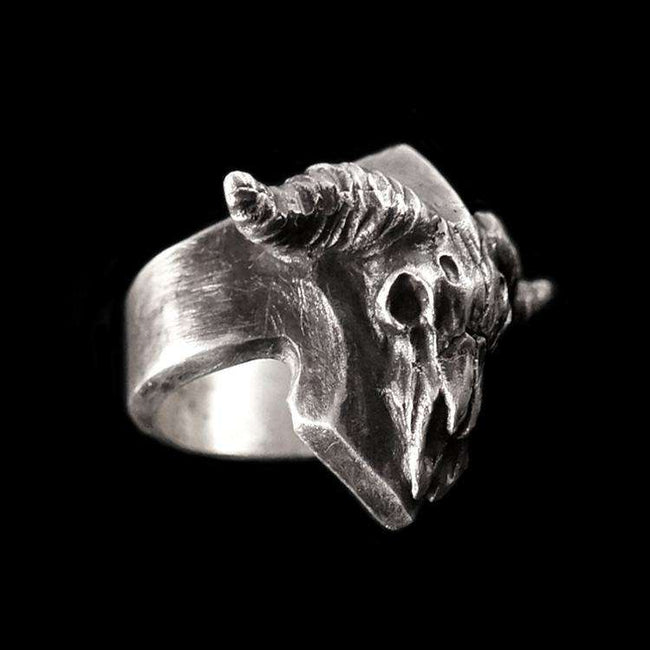 Sheep bone shield ring 925 silver Patron saint Sheep head ring SSJ99 Main Image