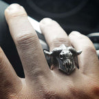 Sheep bone shield ring 925 silver Patron saint Sheep head ring SSJ99