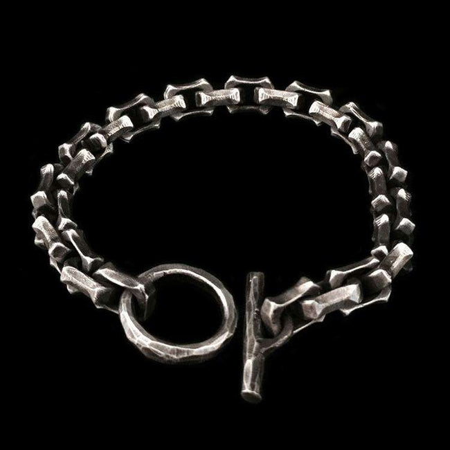Silver bracelet for men​ 925 silver Angular T ring bracelet Hover Image