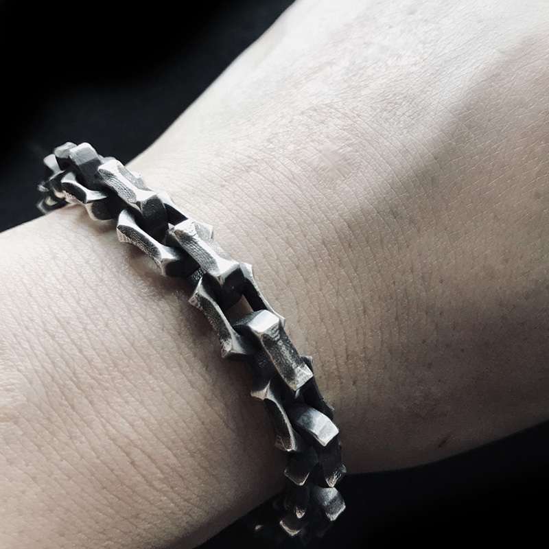 Silver bracelet for men​ 925 silver Angular T ring bracelet