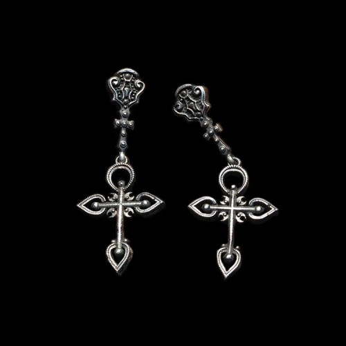 Saint cross earbob 925 Sterling Silver skull cross earring FCS16