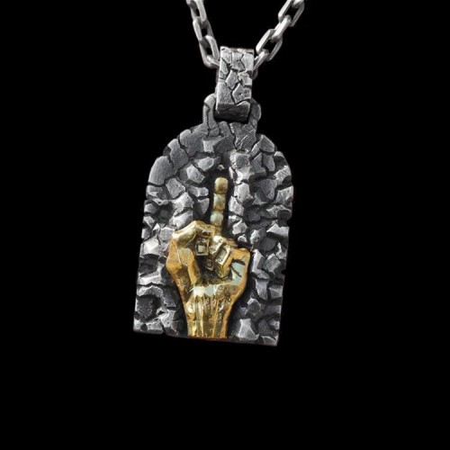 Middle finger 925 silver Pendant Necklace SSP77