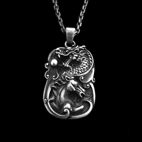 Vigorous spirit of the aged pendant 925 silver Loong Horse dragon pendants SSP108