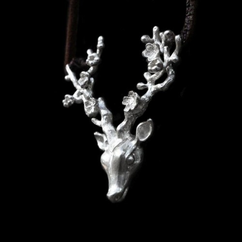 Deer head necklace pendant 925 Sterling Silver Christmas deer pendants SSP117