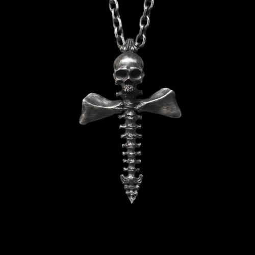 Skull Silver Cross pendant 925 Sterling Silver skull skeleton Necklace