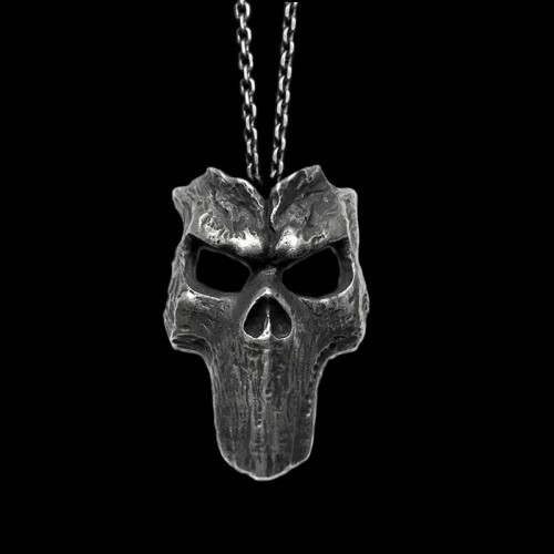 Soul Harvester pendant 925 Sterling Silver Handmade Death mask pendant SSP159