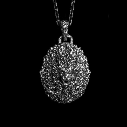 Mad lion head Pendant Handmade 925 Silver lion Pendant SSP190