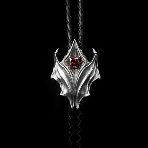 Bat Ruby Bolo Tie Necklace 925 Silver Pendant