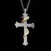 Gold cross necklace 24K gold snake silver cross pendant necklace 