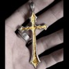 Thick gilt 24K gold cross pendant Fusion Sterling silver cross necklaces