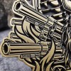 Brass 3D Harley Davidson Stickers | Skull & Revolver Motorcycle Tank Badges