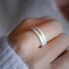 Golden Eyes Couples Promise Rings – Handcrafted 925 Silver & 24K Gold