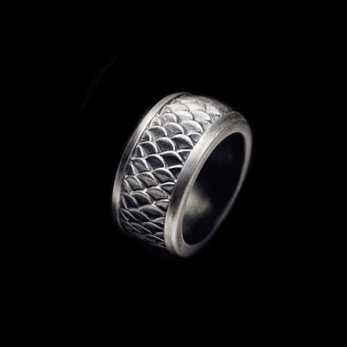 Fish ring 925 silver squama mens pinky rings .