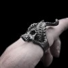 Chunky Silver Skull Ring A Symbol of Confidence and Dominance - Devil Horns Skull 