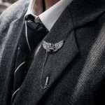 Silver Mens Crown Brooch